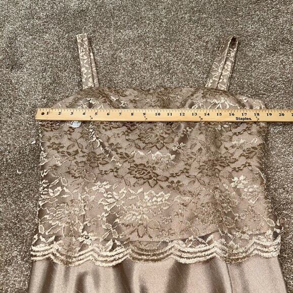 Coldwater Creek gold maxi dress lace top metalic sparkle SZ 14 Formal gown - Picture 6 of 12